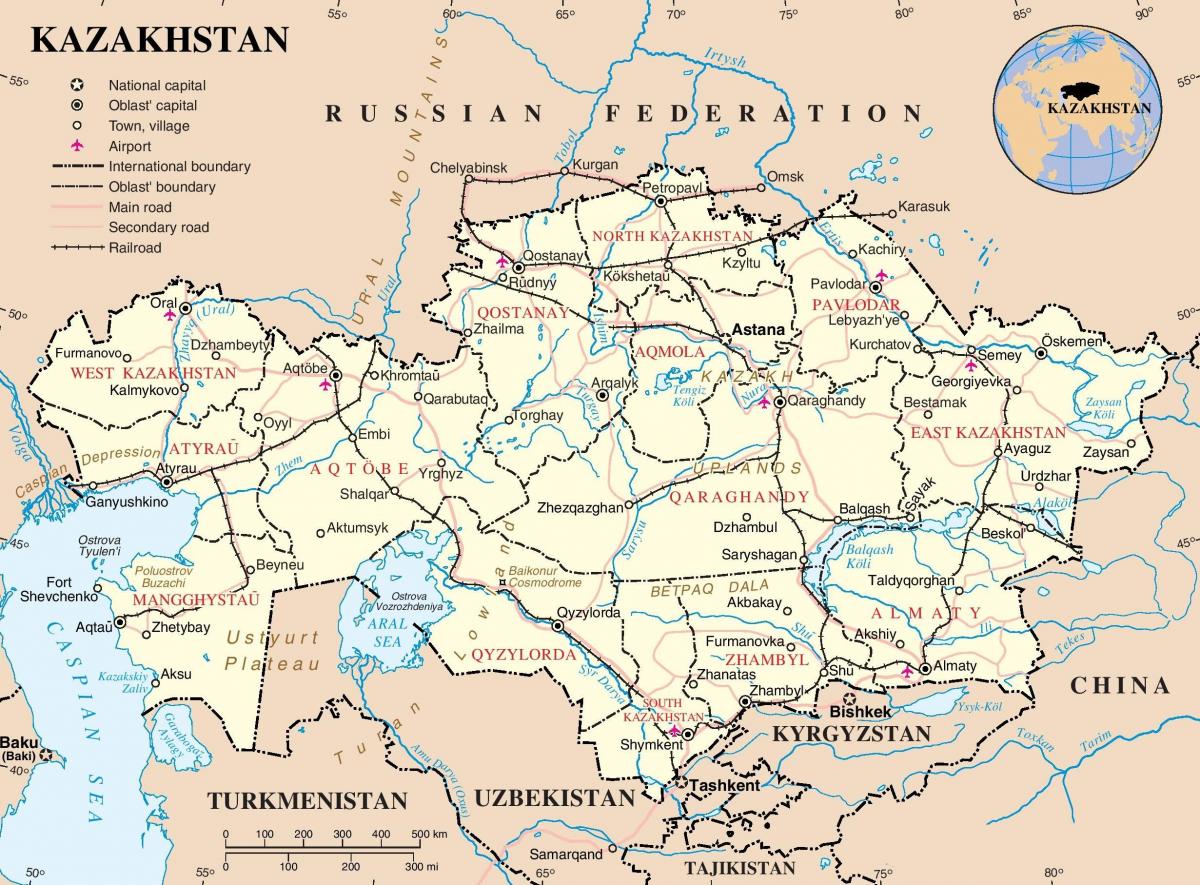 خريطة كازاخستان السياسية