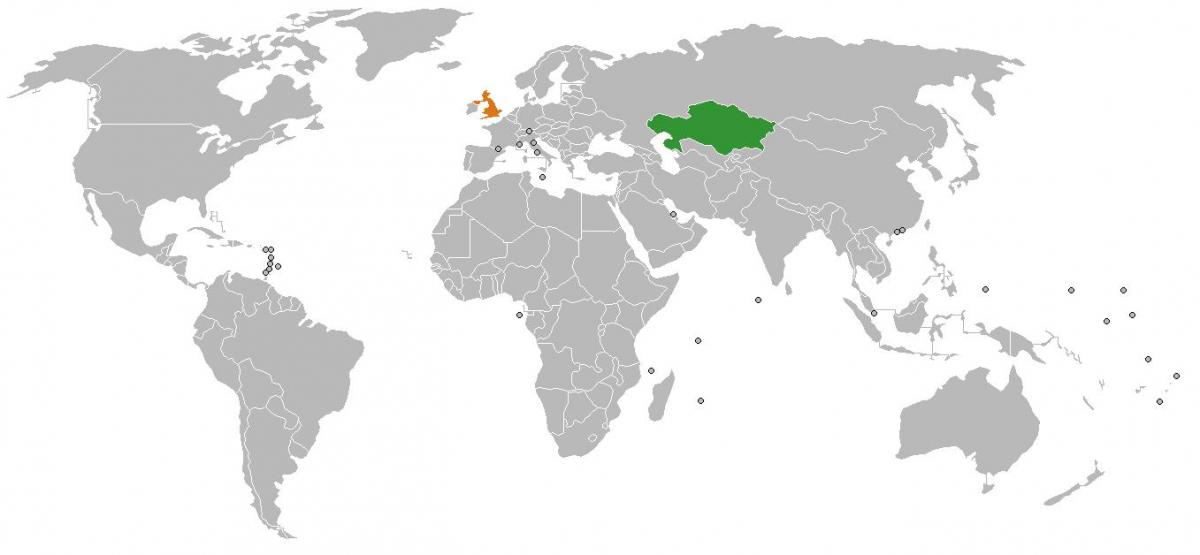 كازاخستان الموقع على خريطة العالم ، 