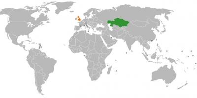 كازاخستان الموقع على خريطة العالم ، 